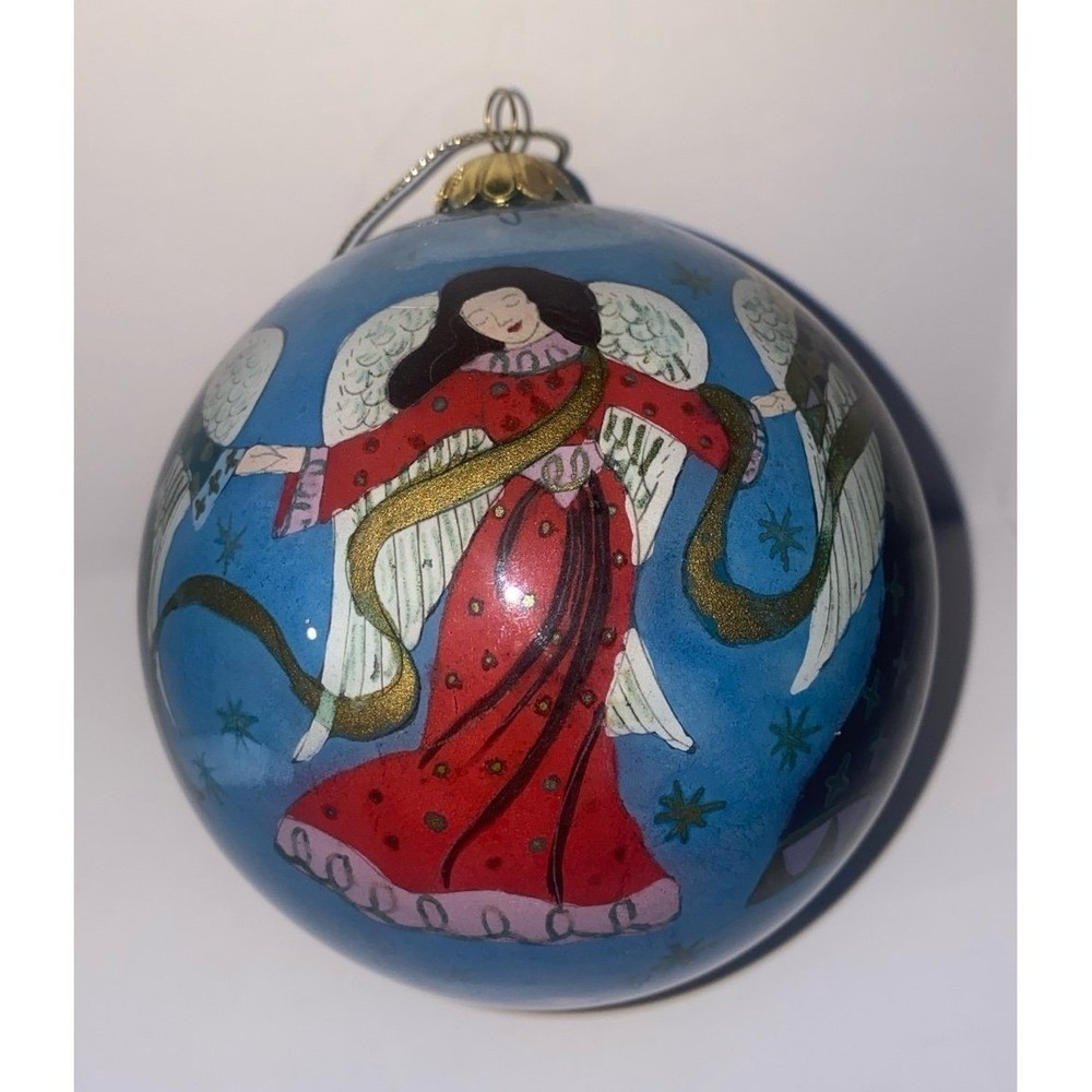 Pier 1 Imports Christmas Angels Glass Ornament